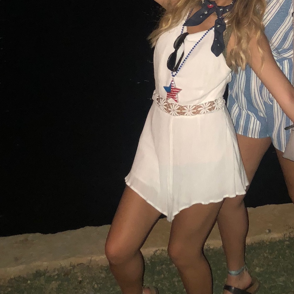 white flowy romper